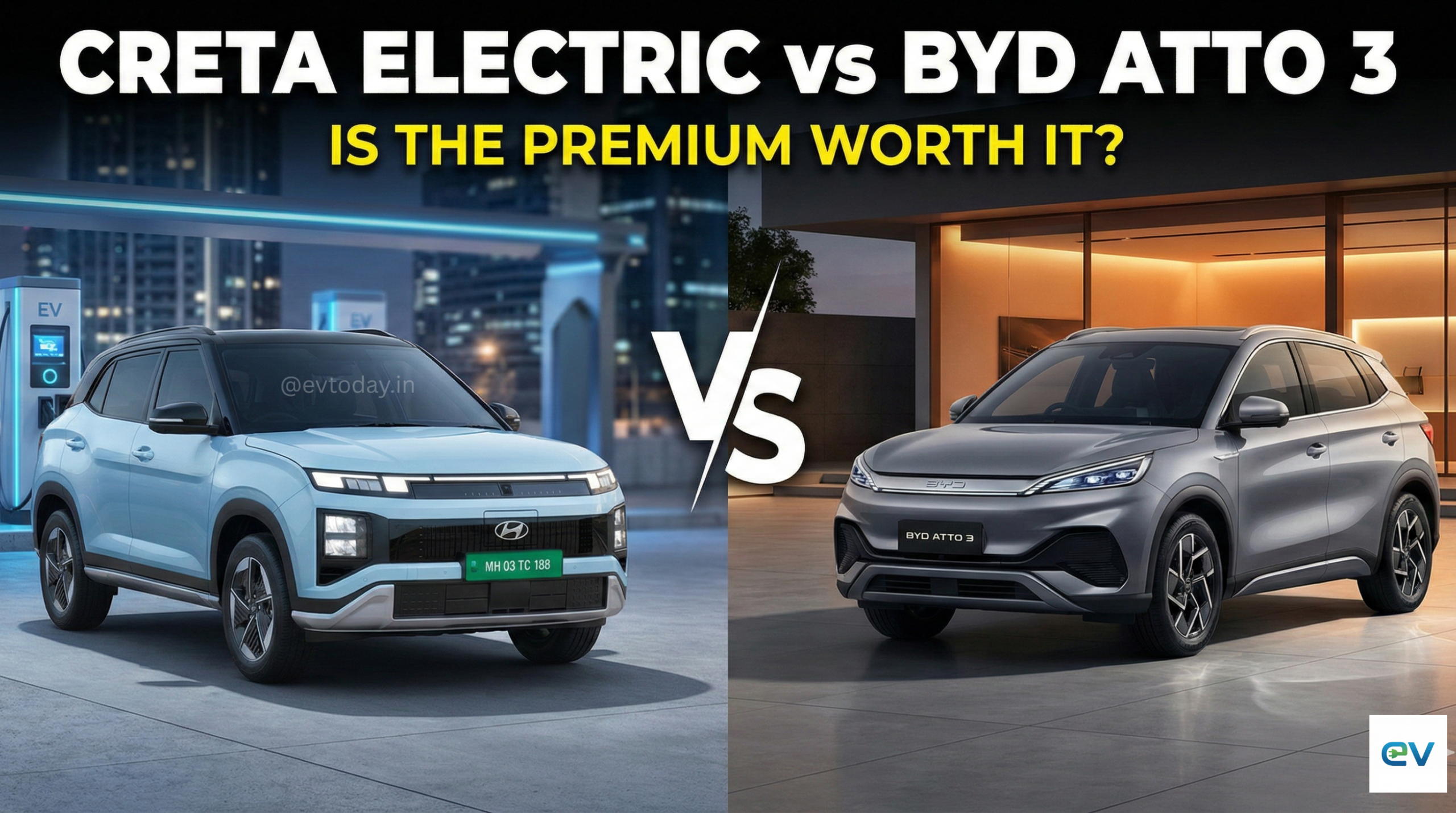 create a featured image of this article Creta Electric vs BYD Atto 3 – Is the Premium Worth It?